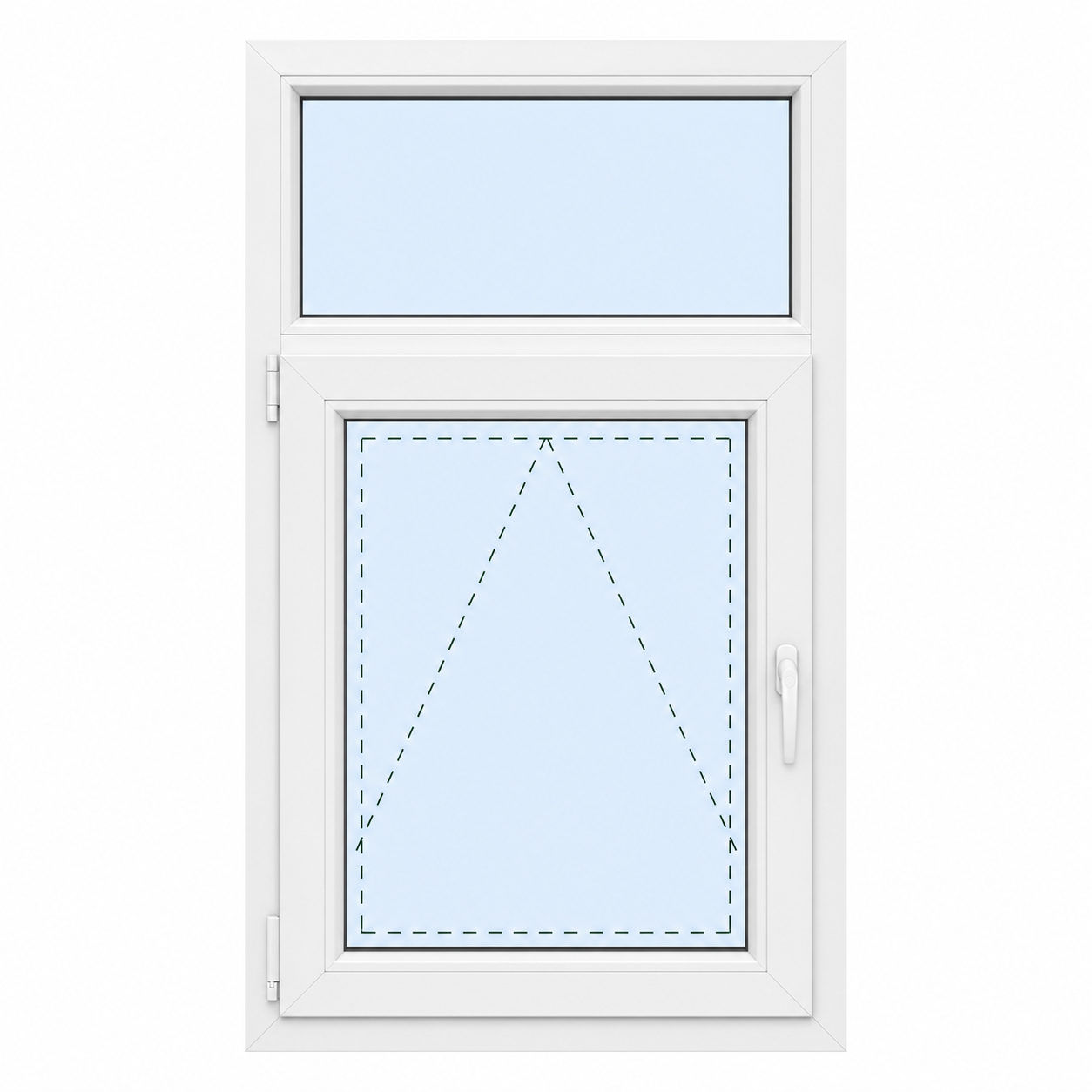 Ventana de una hoja con fijo superior