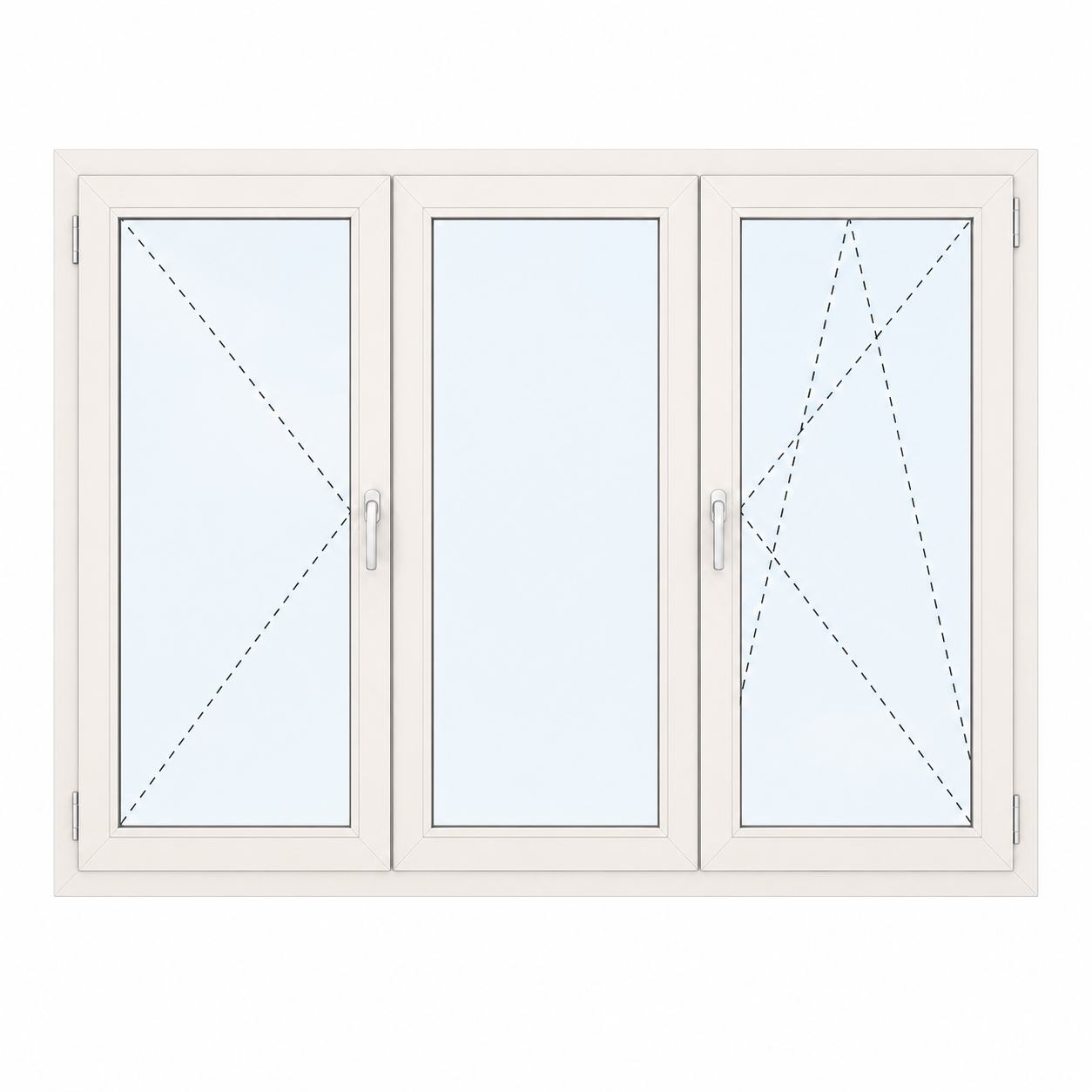 Ventana practicable de tres hojas