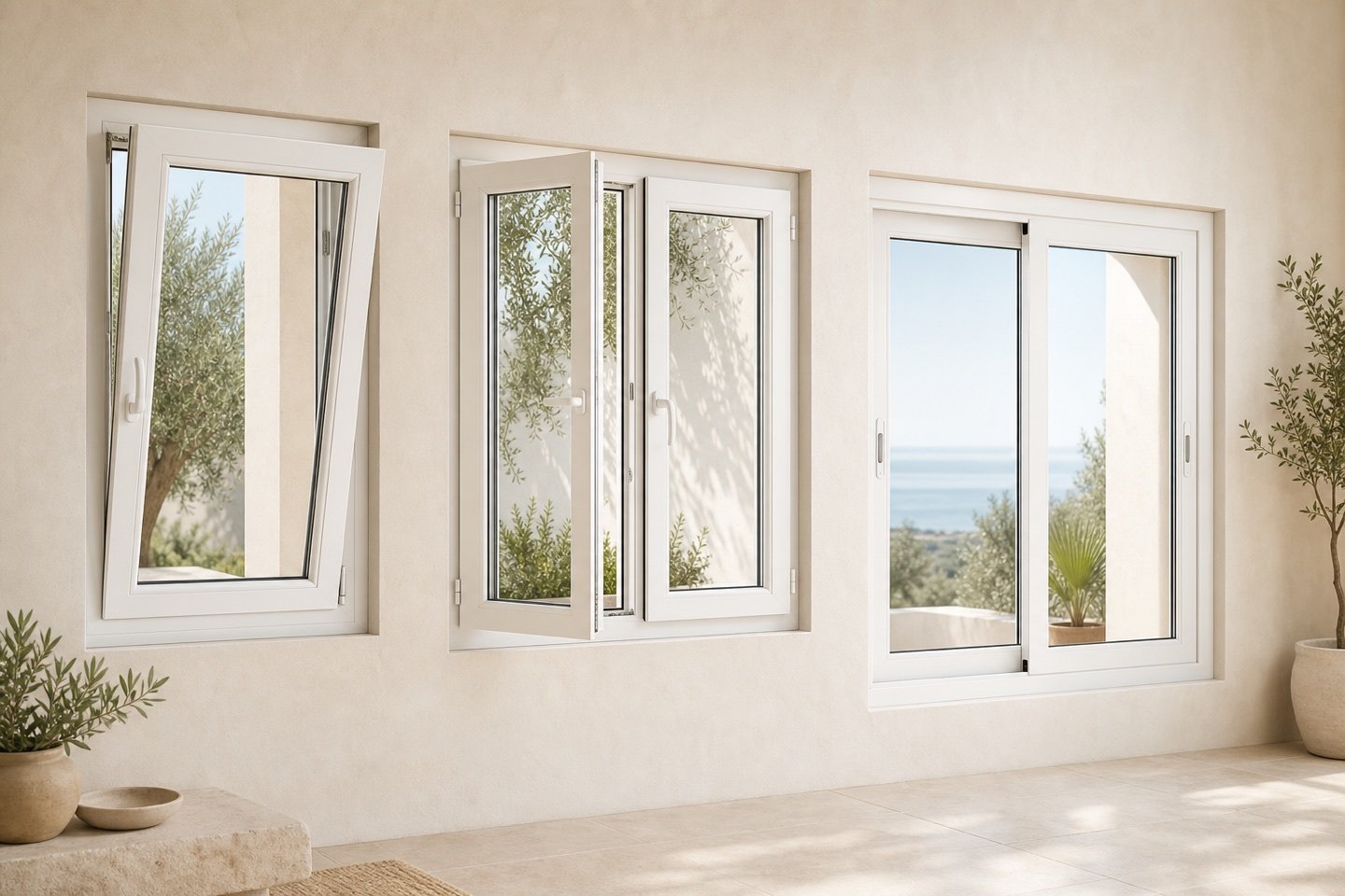 Ejemplos originales de ventana oscilobatiente, practicable y corredera
